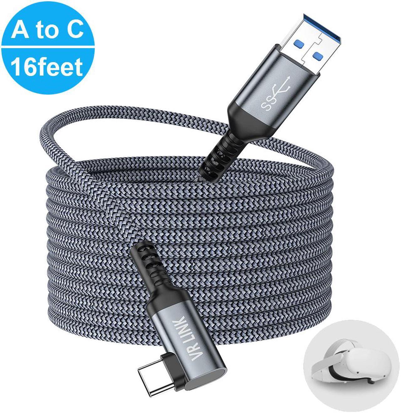 for Oculus Quest 2 Link Cable 16 FT, USB 3.0 Type A to USB C Cable, Fast Charging 3A & High Speed PC Data Transfer 5 Gbps, Compatible for Oculus Quest 2 VR Headset, Gaming PC, Steam VR, 5 Meters