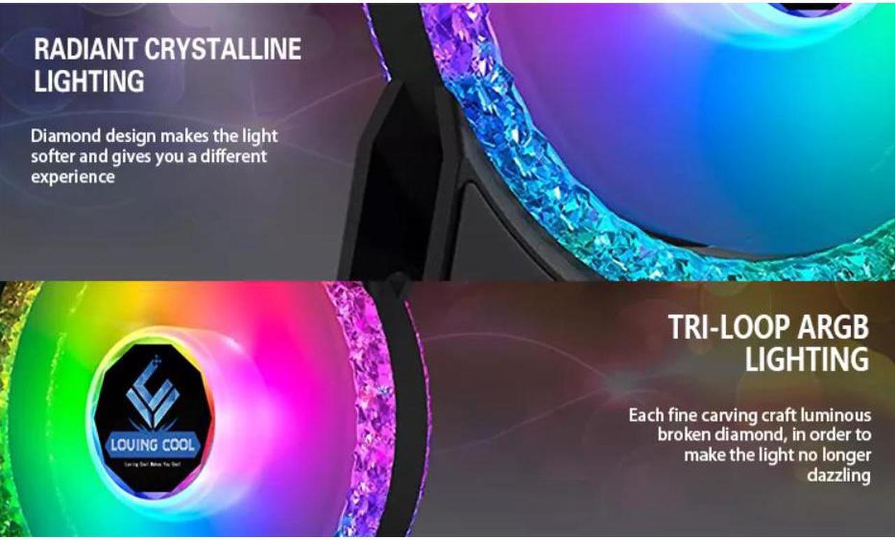 Alt view image 6 of 7 - 3 Pack RGB Case Fan 12cm + Remote Controller, Computer 120mm Cooling 3pin 4pin Rainbow Color Ventilador PC Fan RGB 12V with LED Lights
