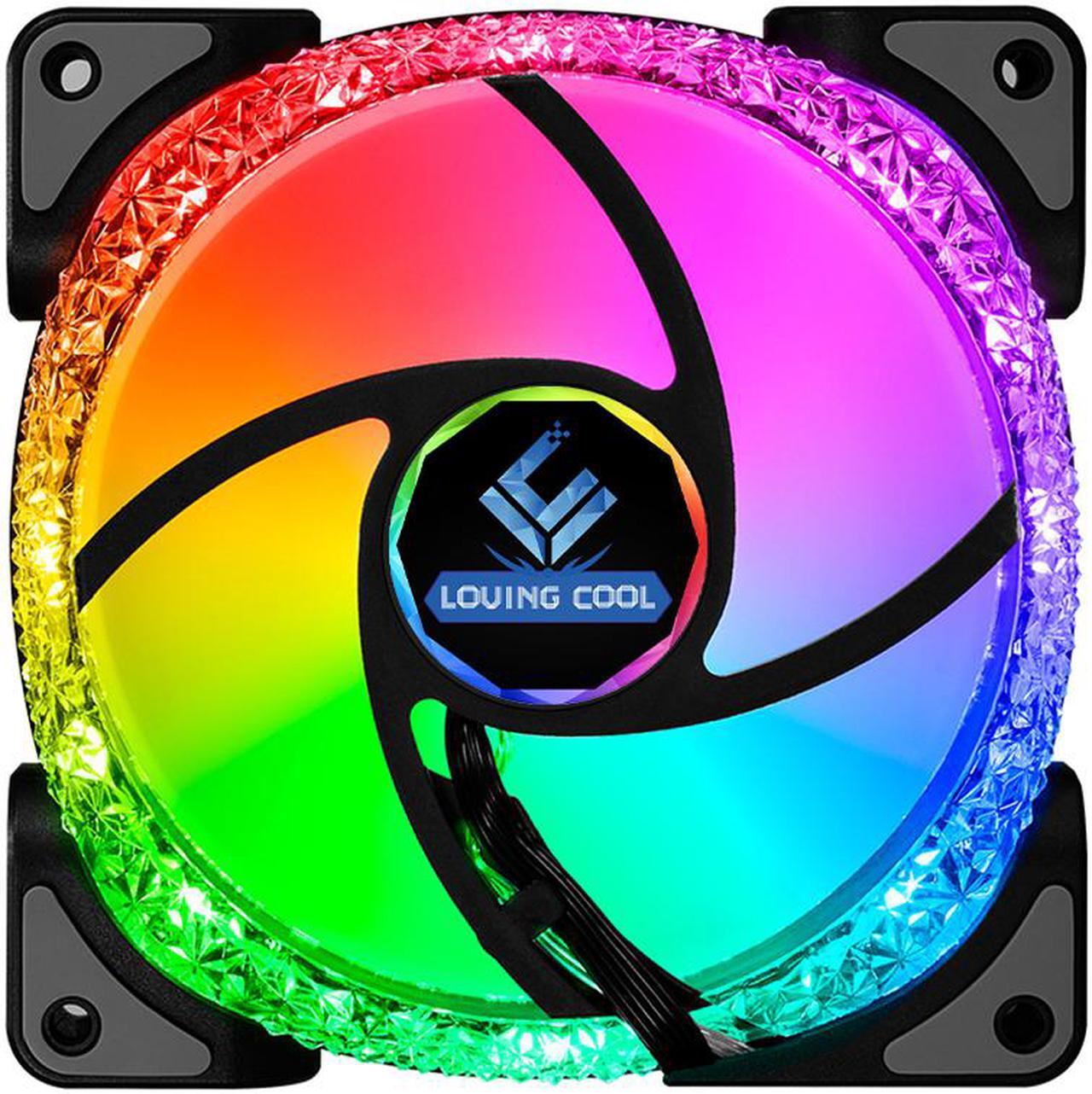 Alt view image 2 of 7 - 3 Pack RGB Case Fan 12cm + Remote Controller, Computer 120mm Cooling 3pin 4pin Rainbow Color Ventilador PC Fan RGB 12V with LED Lights