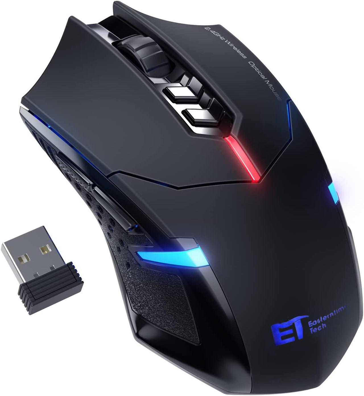 RGB Wireless Gaming Mouse- USB Cordless PC Computer Mice with RGB Backlit, Ergonomic Silent Gamer Laptop Mouse with 7 Silent Click Buttons, 5 Adjustable DPI Plug & Play for PC, Windows, Mac (Black)