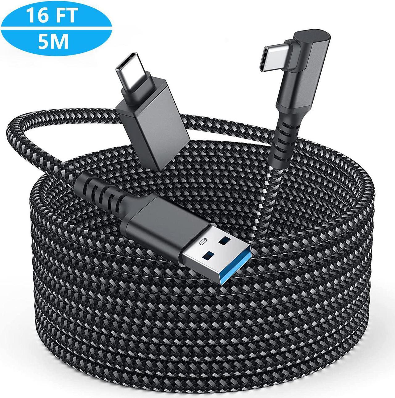 Link Cable Compatible with Meta/Oculus Quest 2 Accessories and PC/Steam VR, High Speed PC Data Transfer/Fast Charge Cord, USB 3.0 Type A to USB Type C Cable for VR Headsets and Gaming PC, 16FT Black