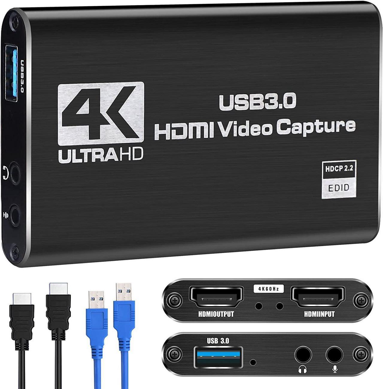 Capture Card, Video Capture Card 4K 1080P 60FPS, HDMI Capture Card Switch, Game Capture Card USB 3.0 for Live Streaming Video Recording, Screen Capture Device Work with PS4/PC/OBS/DSLR/Camera