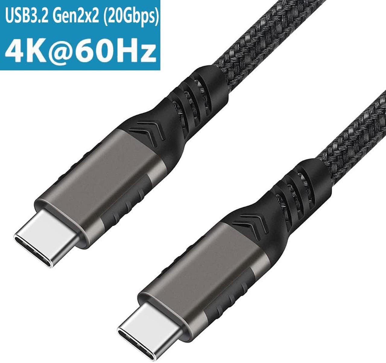 USB C to USB C Cable 6.6ft/2M, 20Gbps Type C USB 3.2 Gen 2x2 Braided Cord with 20Gbps Rate, PD 100W 5A, 4K @60Hz Video and E-Marker for Thunderbolt 3/4, M-a-c-B-o-o-k, D-ell XPS, Monitor etc.