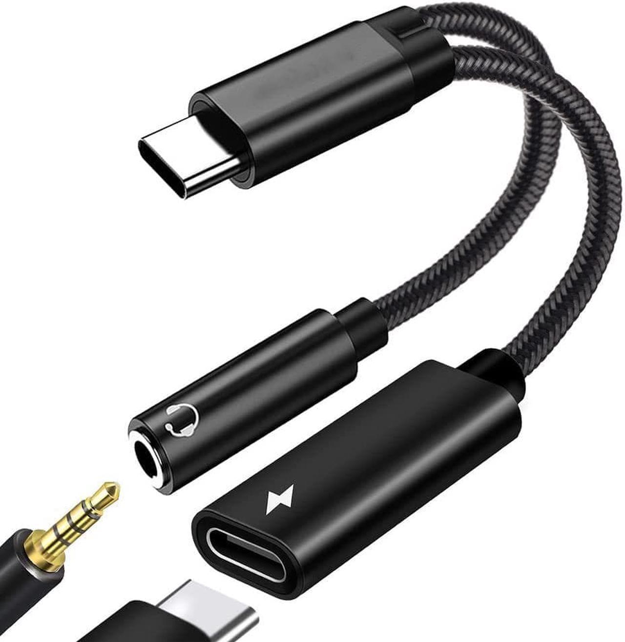 USB c to 3.5mm Headphone and Type C PD 60W Charger Adapter, 2-in-1 USB C PD 3.0 Charging Port to Aux Audio Jack and Fast Charging Dongle Cable Cord Compatible with S21 S20 S20+ Ultra, Pixel 4 3 XL