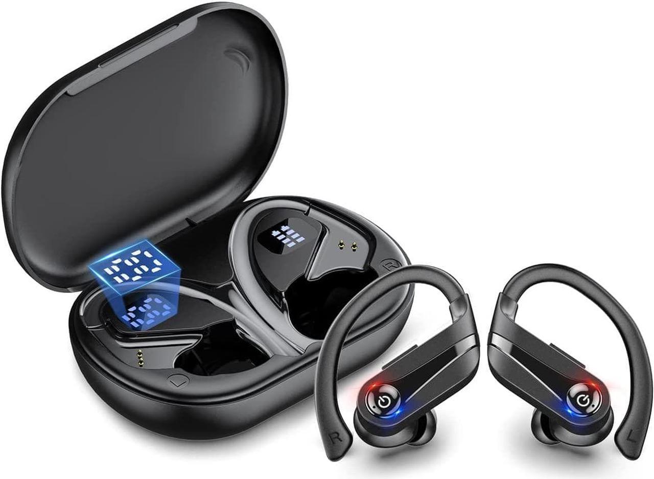 Ture Wireless Earbuds Bluetooth, Sports Light-Weight Headphones with Earhooks, Built-in Mic, Active Noise Control,IPX7 Waterproof, Clear Calls, Low Latency,Surround Sound, 54 Hrs with Charging Case