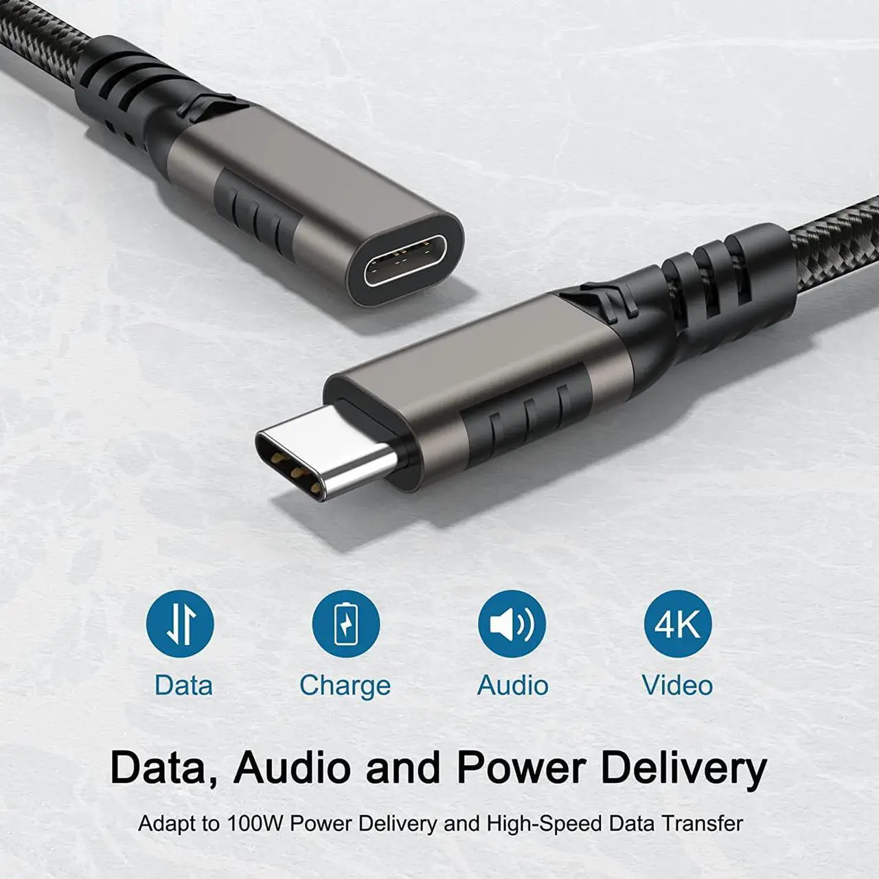 Alt view image 4 of 7 - USB C Extension Cable 3.3FT / 1M, USB Type-C Male to Female Cord, [USB3.1 Gen2 / 10Gbps] Sync Transfer USB C Extender 100W/5A Fast Charging Compatible with MacBook,Laptop,Tablet,Mobile Phone and More