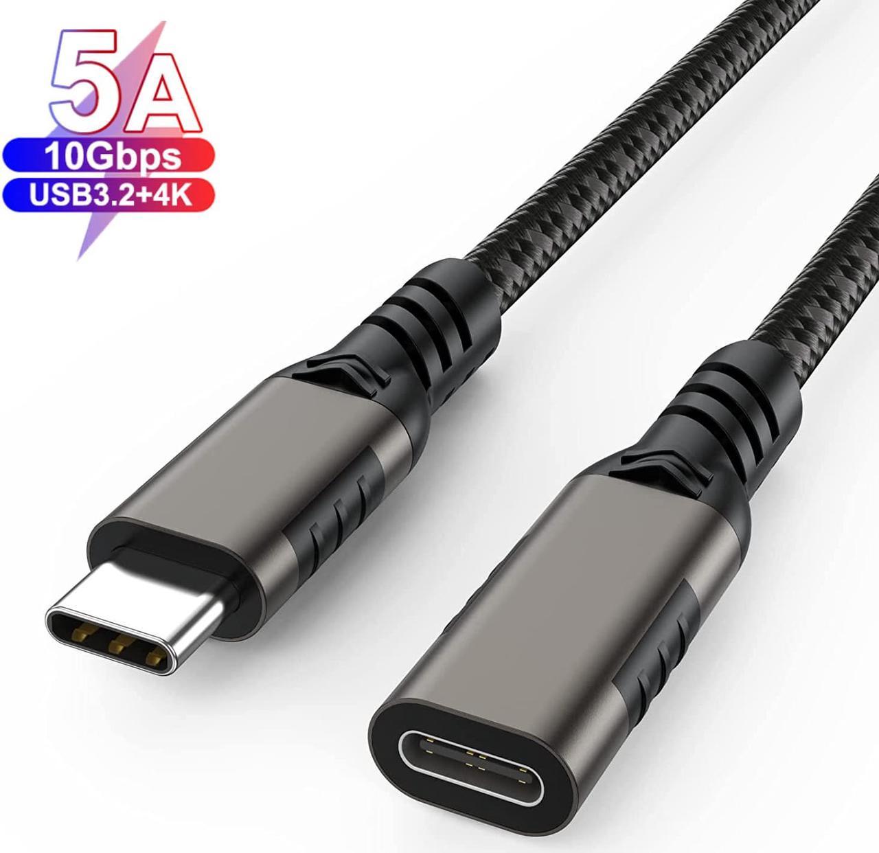 USB C Extension Cable 6.6FT / 2M, USB Type-C Male to Female Cord, [USB3.1 Gen2 / 10Gbps] Sync Transfer USB C Extender 100W/5A Fast Charging Compatible with MacBook,Laptop,Tablet,Mobile Phone and More