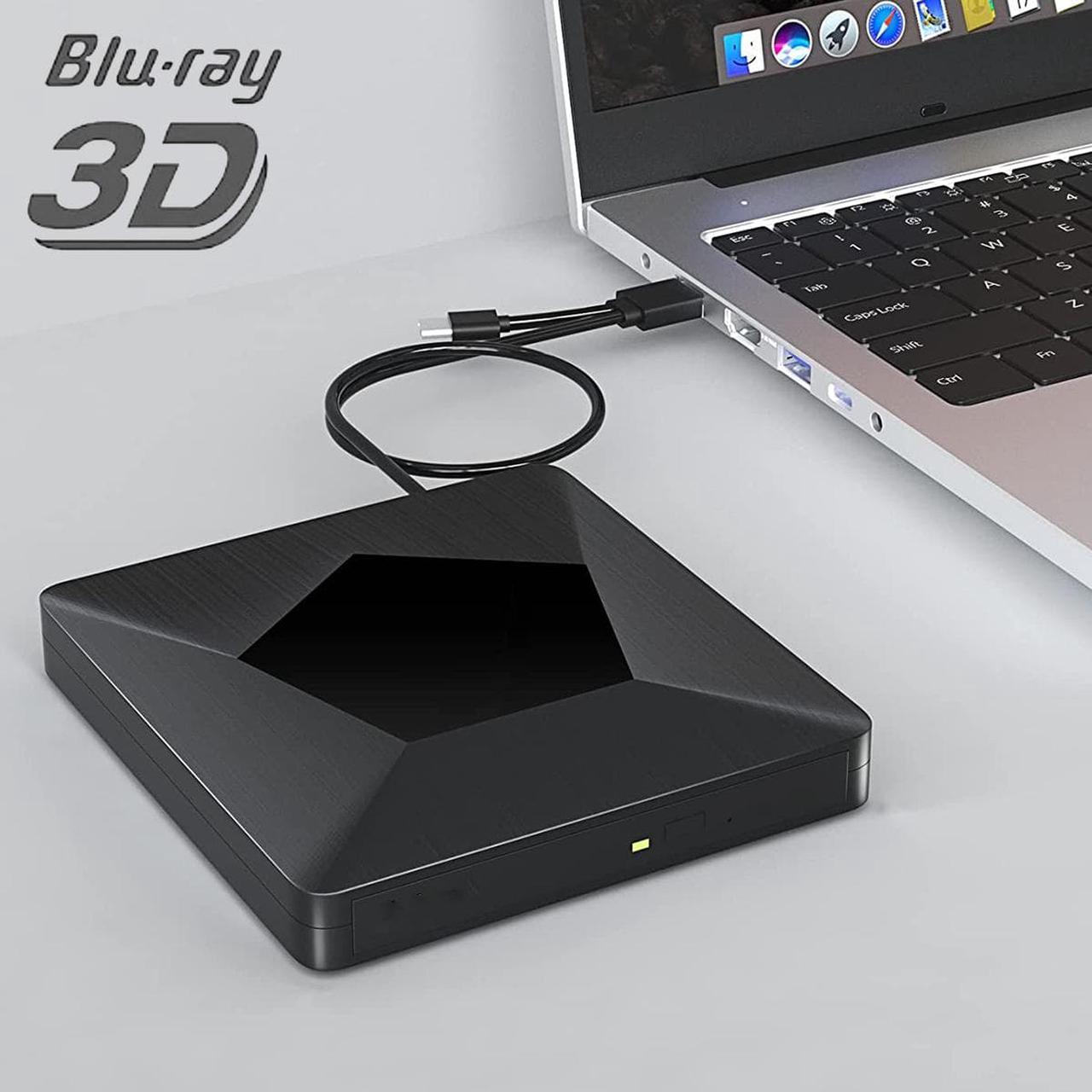 External Bluray CD DVD Drive, Ultra Slim USB 3.0 and Type-C Portable Portable Slim CD DVD +/-RW Drive Player Burner, Blu-ray CD DVD Burner 3D Optical Blu-ray CD DVD Drive for Windows XP/7/8/10, MacOS