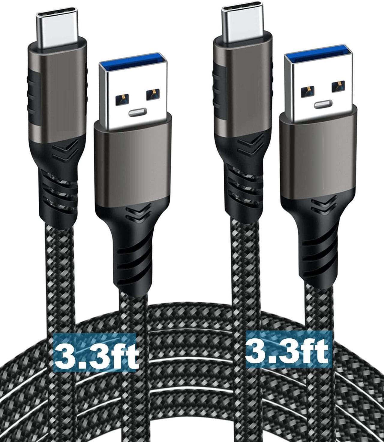 USB A to USB C Cable [2 Pack 3.3ft], USB 3.1/3.2 Data Transfer and 60W 3A Fast Charging Cable, for Android Auto S-a-m s-u-n-g Galaxy S23 S22 S21 S20 Ultra and Other Type C Phone Laptop PC Devices