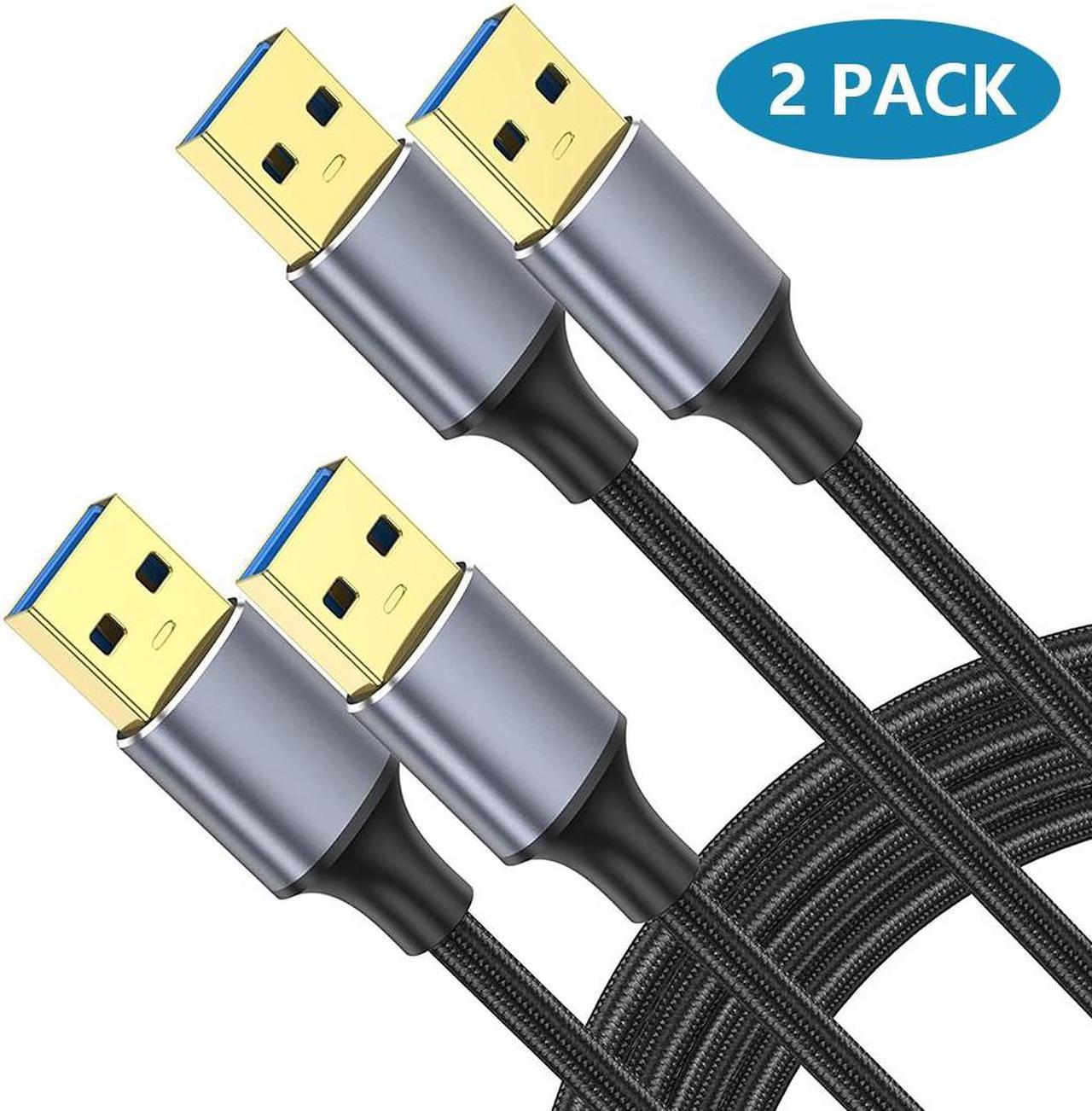 [2 PACK] USB 3.0 to USB 3.0 Cable 3.3FT/1M, Braided USB 3.0 Cord USB A Male to Male Cable Double Sided USB 3.0 Cable, USB3.0 to USB3.0 Cord Compatible with Hard Drive, Laptop Cooler, and More