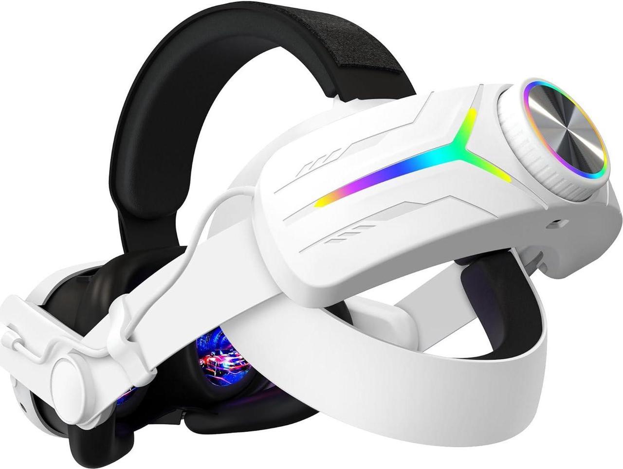 RGB Comfort Battery Head Strap 8000mAh Compatible with Me-ta Quest 3 Accessories, Battery Pack Elite Strap Replacement for Enhanced Support and Extend Playtime in VR  (White)