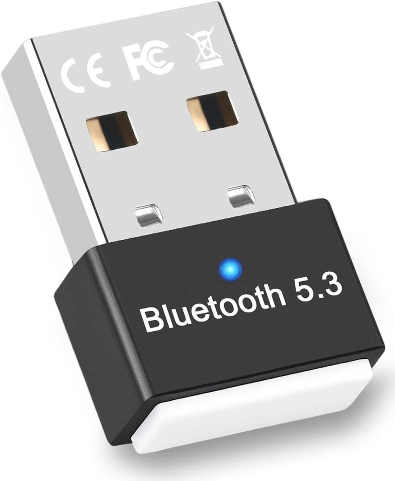 USB Bluetooth 5.3 Adapter for PC Supports Windows 11/10/8.1/7, Plug and Play For Windows 11/10, Mini Bluetooth 5.3+EDR Bluetooth Dongle Receiver for PC,Laptop,Keyboard,Mouse,Headsets,Speakers