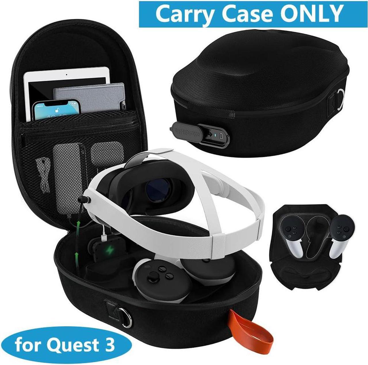 VR Carrying Case with Magnetic Charging Port for Me-ta Quest 3 Accessories, Hard Travel Case for O-culus Quest 3 All-in-One VR Headset and Controllers, for Quest 3 Backpack Portable Storage Bag