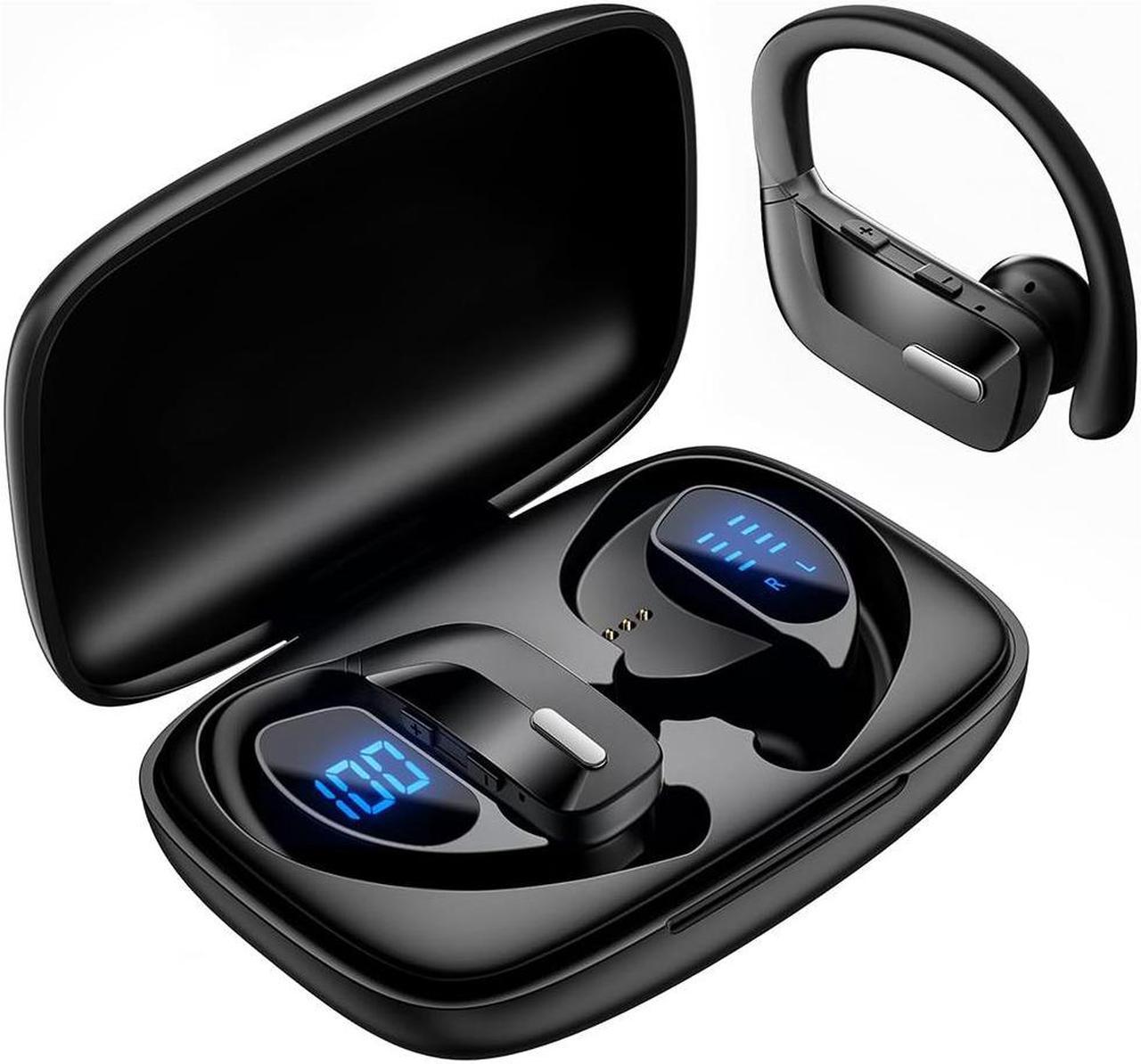 AUTYUE Sport Wireless Earbuds, Bluetooth Headphones 48H Playback Premiun Bass Ear Buds with Earhooks Mic LED Power Display Charging Case in-Ear Earphones Headset for Workout Gym Exercise Running