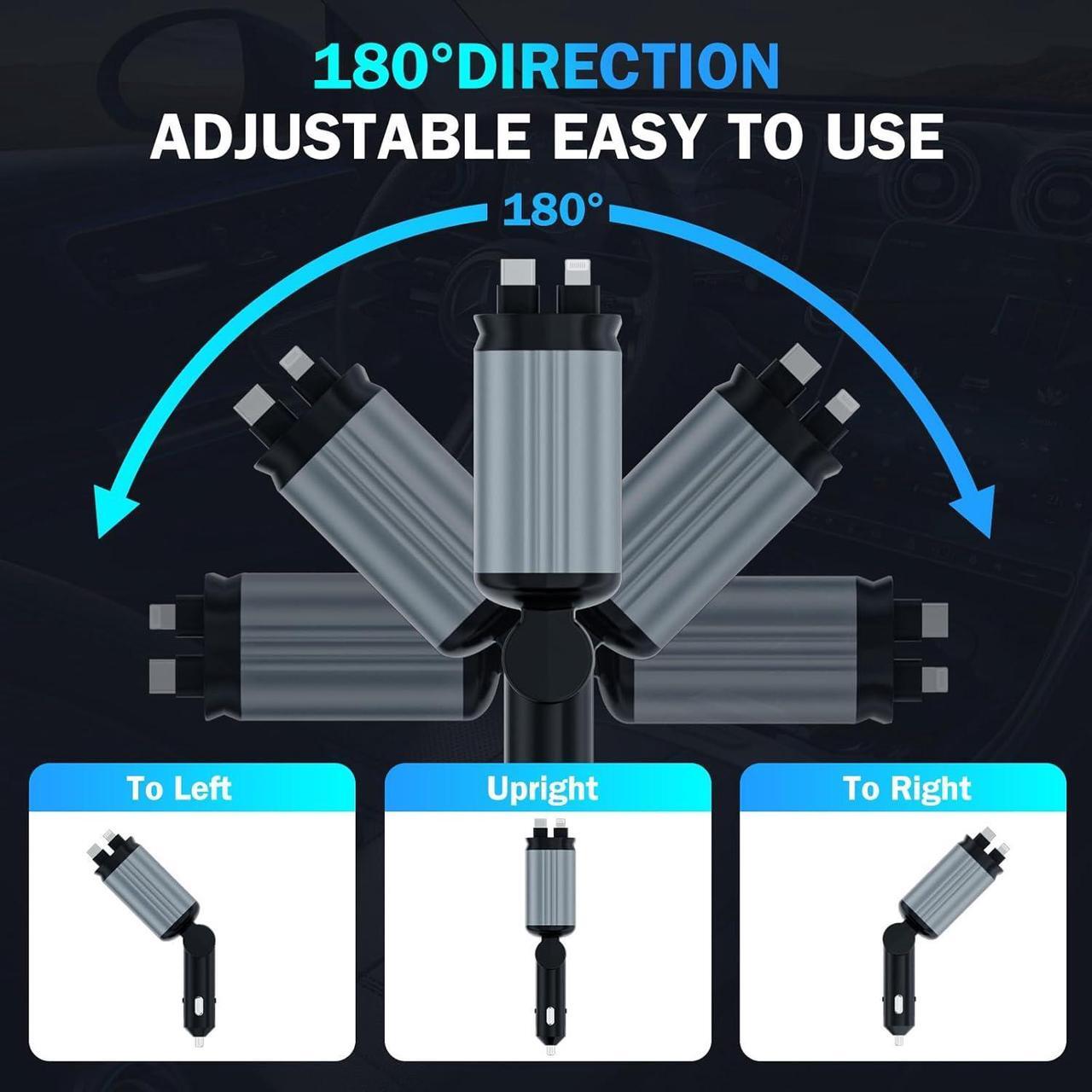 Alt view image 5 of 7 - AUTYUE Car Charger with Starlight, 66W USB C Car Charger Adapter, 4 in 1 Retractable Car Charger with 2 USB Ports Car Phone Charger, Fast Car Charger for i-Ph-one 16/15/14/13/12/11, for Android Phones