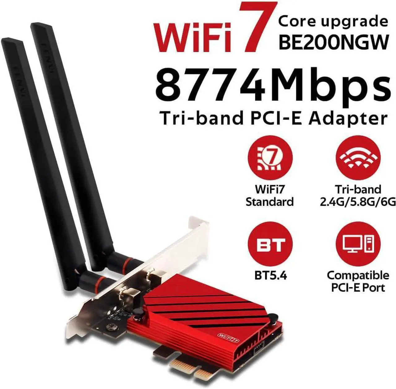 Alt view image 2 of 7 - AUTYUE WiFi Card PCIE WiFi 7 BE200 Tri-Band 802.11be 8774Mbps PCIe Wireless Adapter, WiFi 7 Network Adapter WiFi Card with BT5.4 Support Windows 11/10 Not for AMD Motherboards