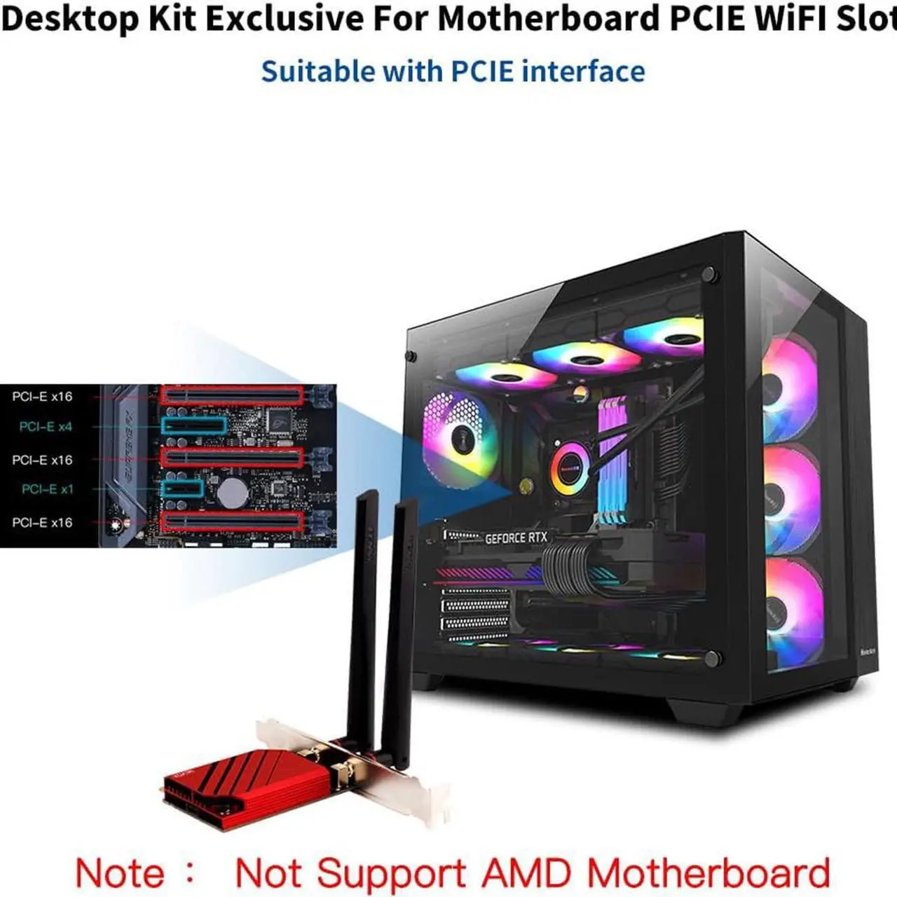 Alt view image 5 of 7 - AUTYUE WiFi Card PCIE WiFi 7 BE200 Tri-Band 802.11be 8774Mbps PCIe Wireless Adapter, WiFi 7 Network Adapter WiFi Card with BT5.4 Support Windows 11/10 Not for AMD Motherboards