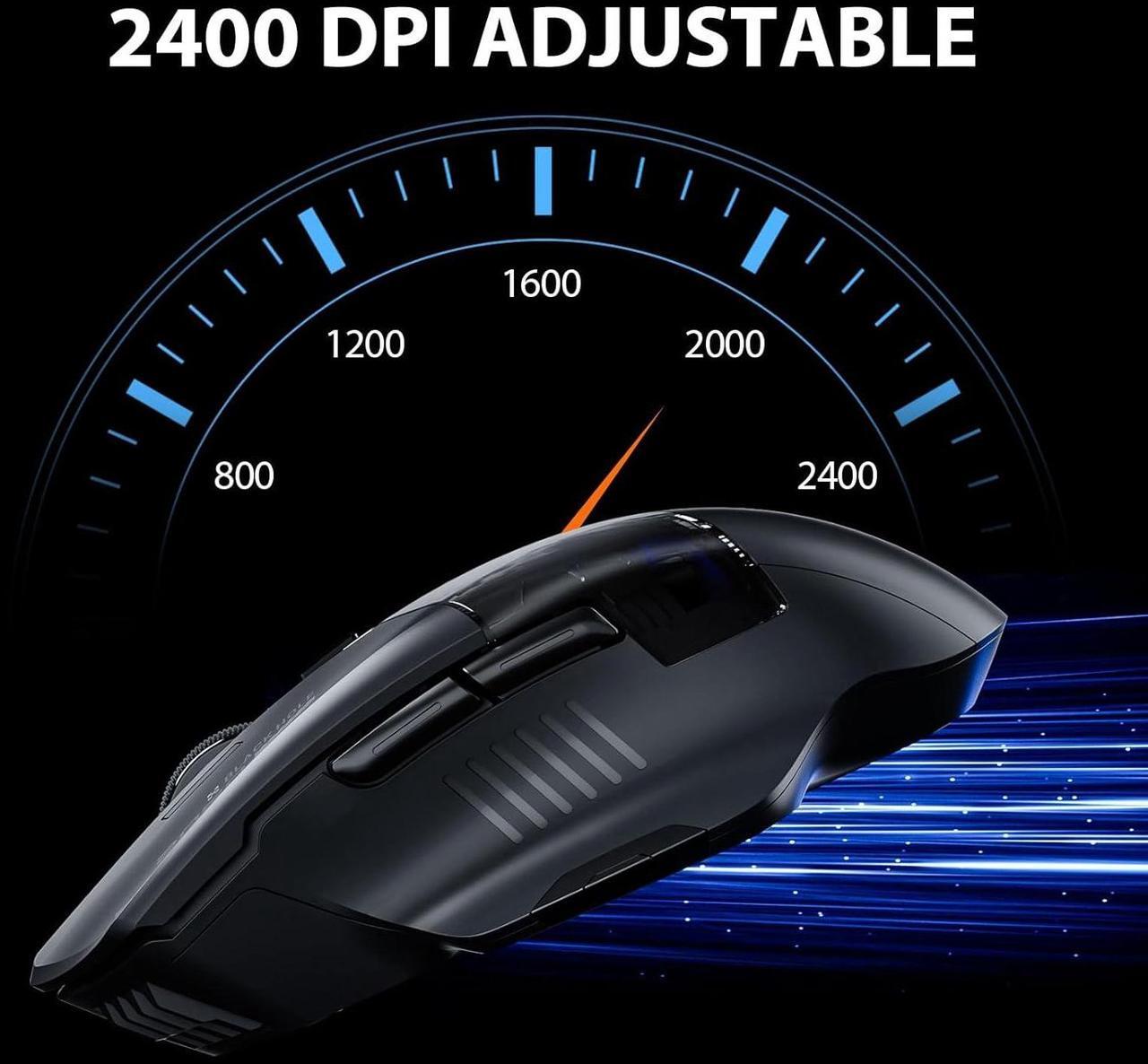 Alt view image 4 of 6 - AUTYUE Wireless Mouse for Laptop, 2.4G/Bluetooth 5.0 Wireless Mouse, Gaming Mouse, RGB Lighting, 2400 DPI, 6 Buttons, Visible Battery, Type-C Charging, Wireless Mouse for Windows, macOS Linux, iOS