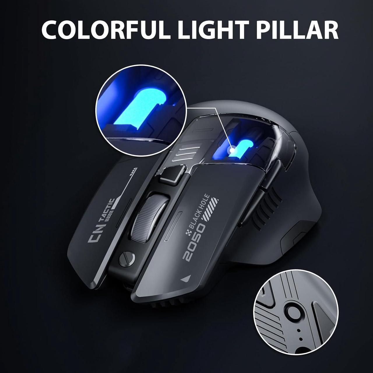 Alt view image 5 of 6 - AUTYUE Wireless Mouse for Laptop, 2.4G/Bluetooth 5.0 Wireless Mouse, Gaming Mouse, RGB Lighting, 2400 DPI, 6 Buttons, Visible Battery, Type-C Charging, Wireless Mouse for Windows, macOS Linux, iOS
