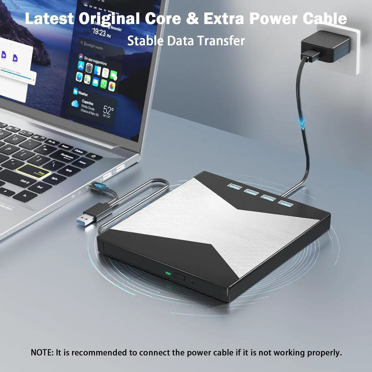 Alt view image 6 of 7 - AUTYUE 7 in 1 External Blu Ray Drives, Portable Blu Ray Burner USB 3.0 Type-C UHD BD Player with SD/TF Port, CD/DVD Burner R/W 3D Blu Ray Drive, External 4K BluRay Drive Compatible with Windows Mac OS