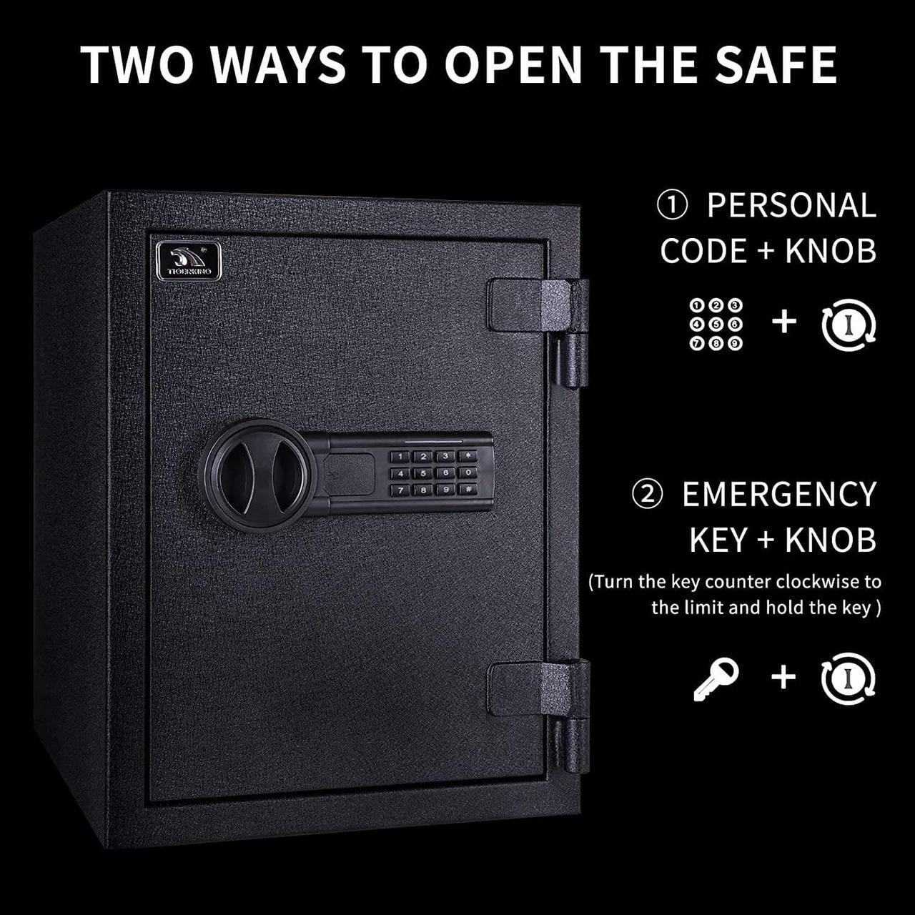 Alt view image 4 of 7 - TIGERKING Fireproof Safe, Safe Box, 1.24 Cubic Feet,Steel Money Safe Home Safe with Digital Lock for Home and Office