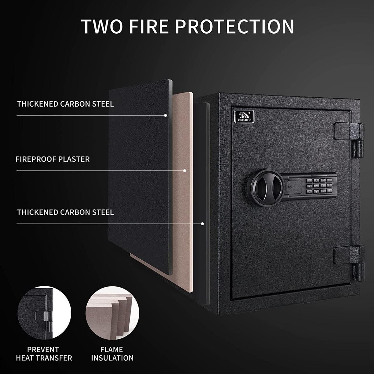 Alt view image 5 of 7 - TIGERKING Fireproof Safe, Safe Box, 1.24 Cubic Feet,Steel Money Safe Home Safe with Digital Lock for Home and Office