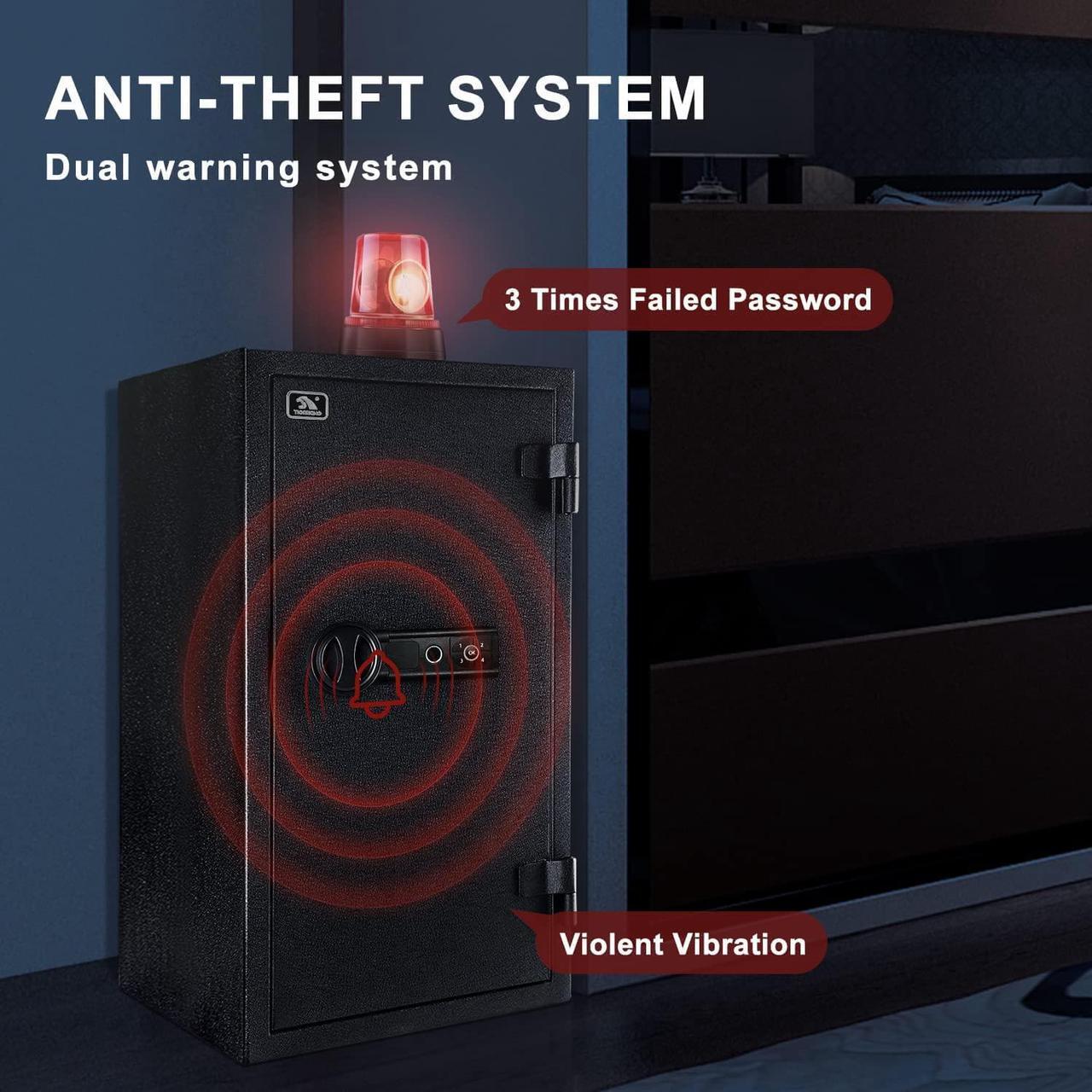 Alt view image 6 of 7 - TIGERKING 3.47 Cubic Feet Fireproof Safe, Safe Box with Fingerprint, Large Steel Money Safe Home Safe with Digital Lock for Home and Office