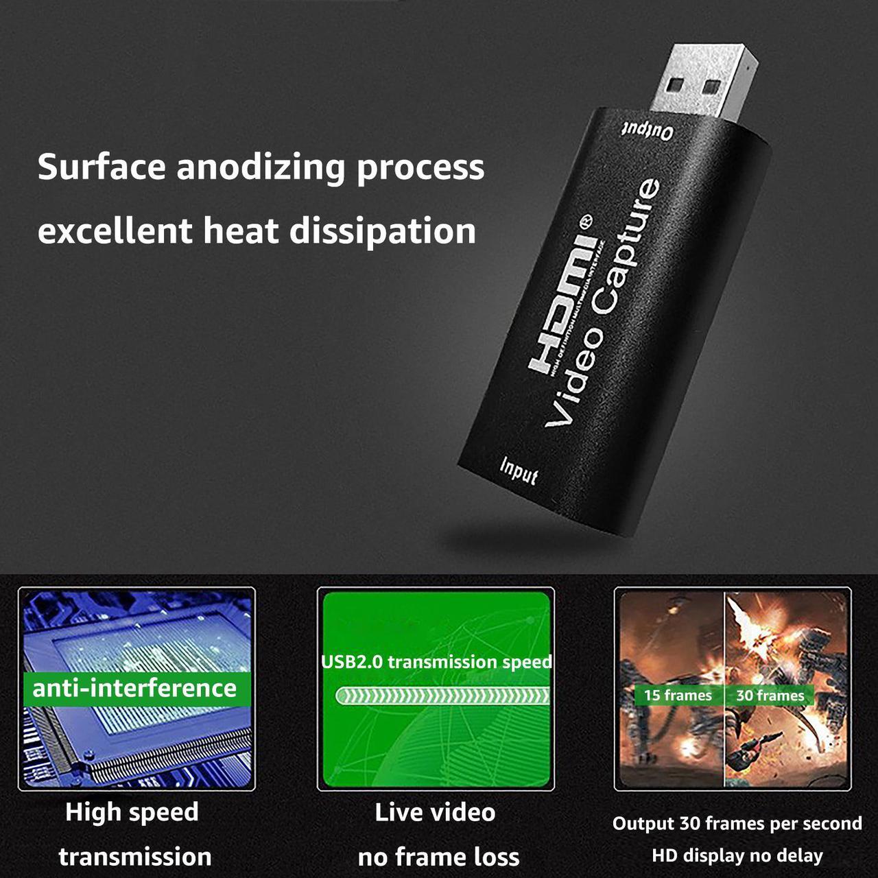 Alt view image 4 of 7 - Video Audio Capture HDMI to USB 2.0 1080p Record via DSLR Camcorder Action Cam for Gaming Live Broadcasting Streaming