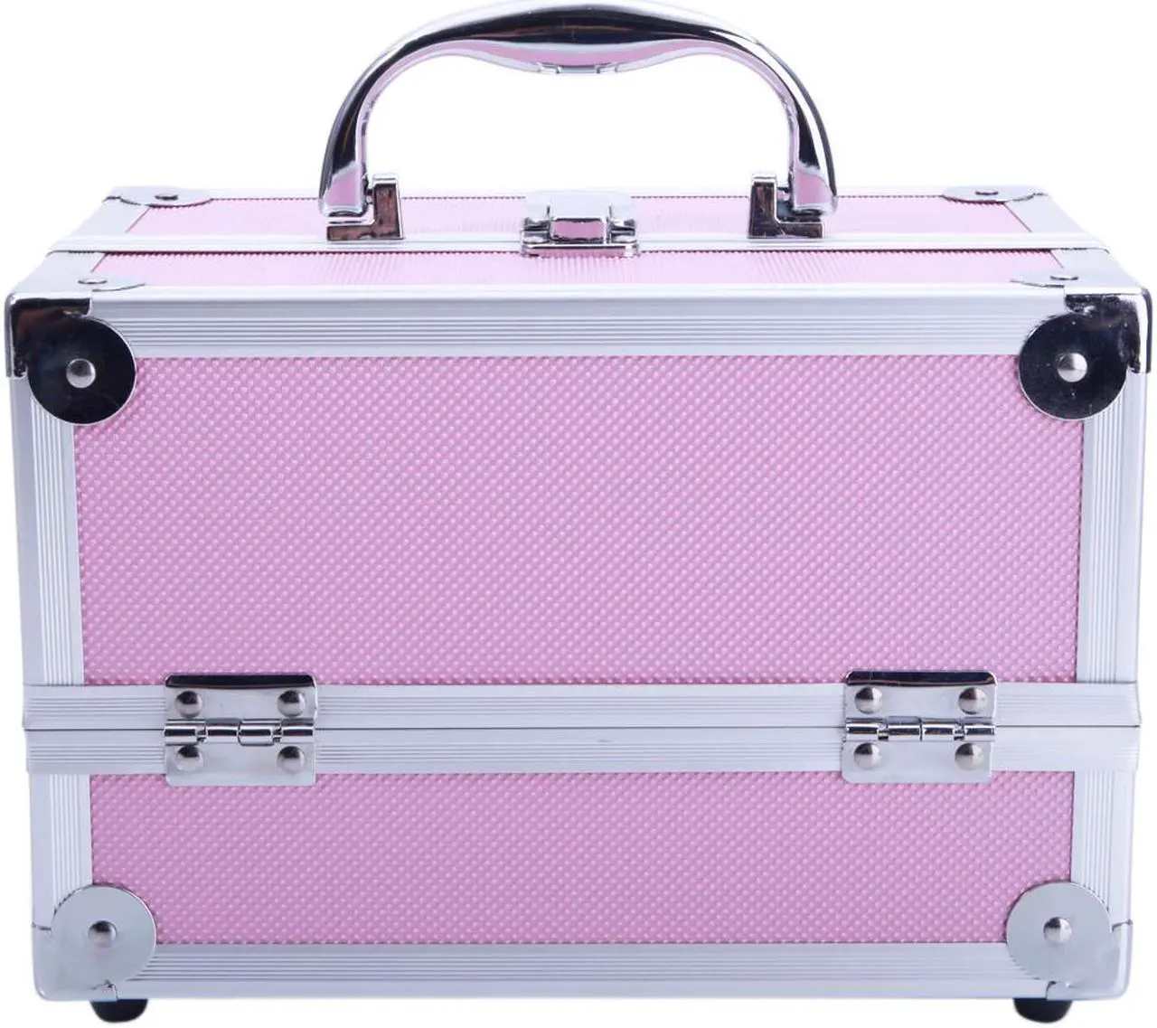 Alt view image 7 of 7 - Large Pro Aluminum Makeup Train Case Jewelry Box Cosmetic Organizer Pink New