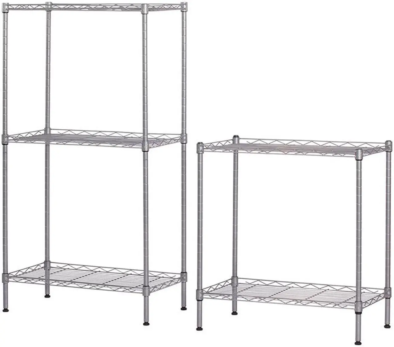 Alt view image 7 of 7 - Silver 5-Tier Layer Shelf Adjustable Wire Metal Shelving Rack Heavy Duty Garage