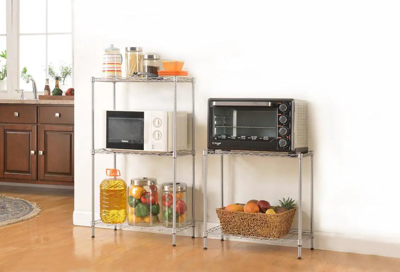 Main image of Silver 5-Tier Layer Shelf Adjustable Wire Metal Shelving Rack Heavy Duty Garage