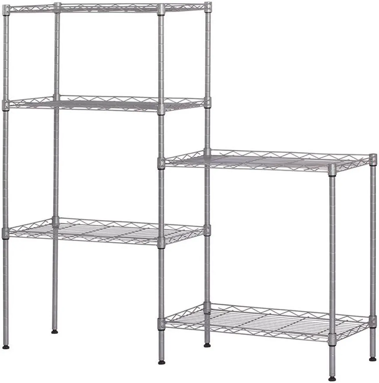 Alt view image 3 of 7 - Silver 5-Tier Layer Shelf Adjustable Wire Metal Shelving Rack Heavy Duty Garage