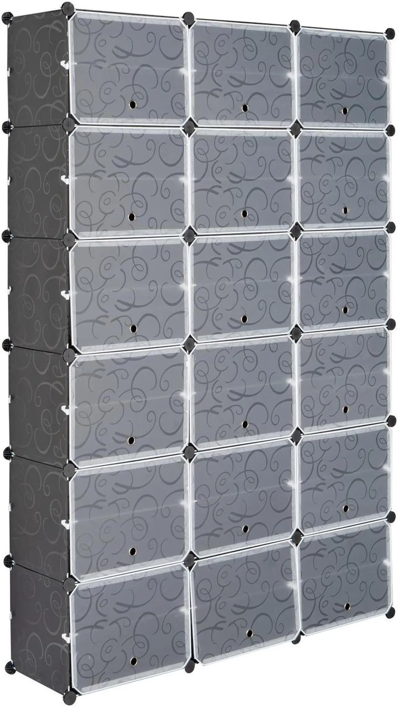 Alt view image 5 of 6 - 36-Cube Stackable Shoe Organizer, DIY Plastic Shoe Storage Rack 72 Pair Modular Shoe Cabinet, Black