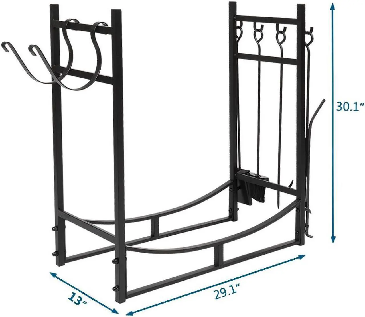Alt view image 6 of 7 - 30" Firewood Rack Fireplace Tool Rack Indoor Wood Holders Fireplace Tools Set Tongs Accessories