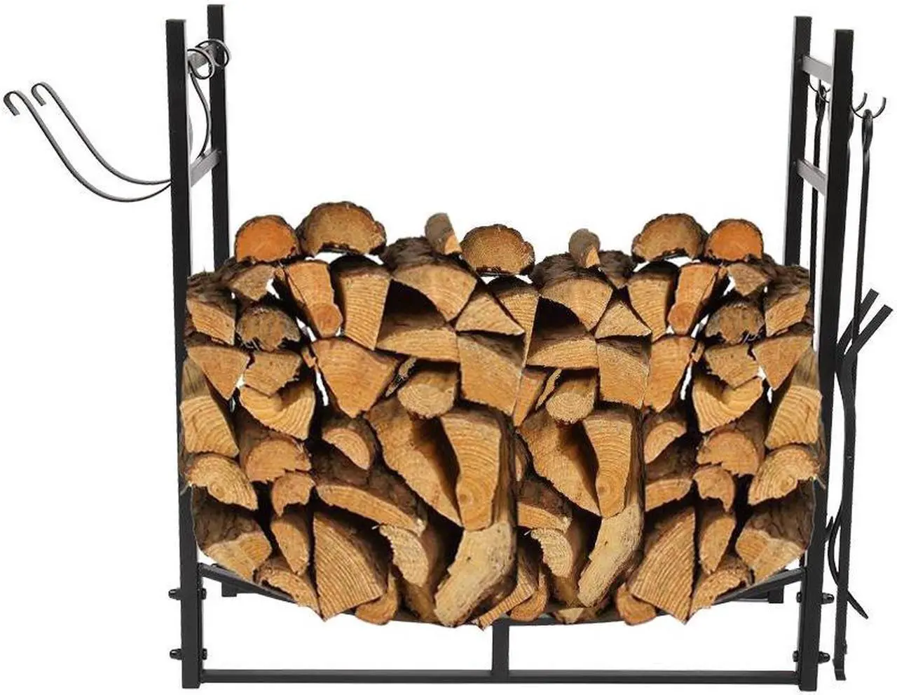 Alt view image 2 of 7 - 30" Firewood Rack Fireplace Tool Rack Indoor Wood Holders Fireplace Tools Set Tongs Accessories