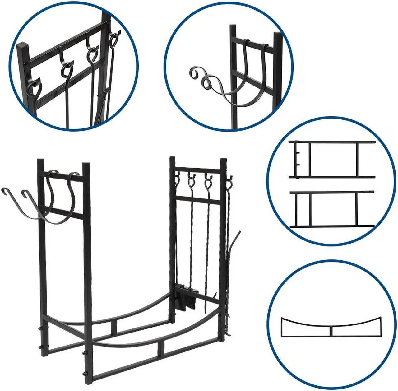 Alt view image 4 of 7 - 30" Firewood Rack Fireplace Tool Rack Indoor Wood Holders Fireplace Tools Set Tongs Accessories