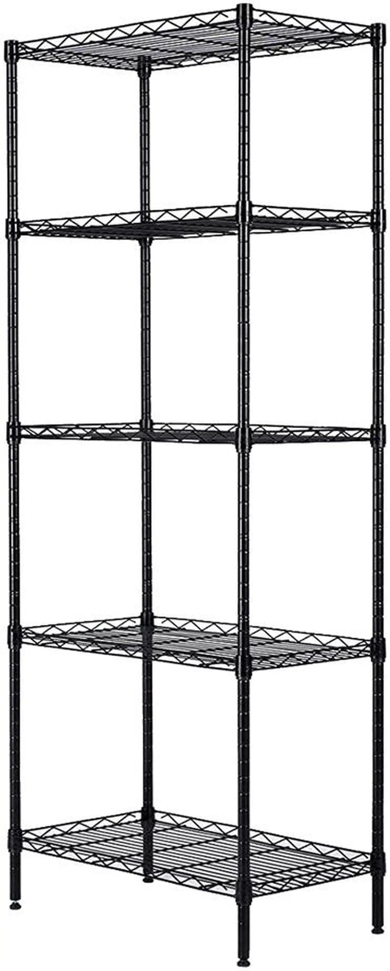Alt view image 5 of 6 - Black 5-Tier Layer Shelf Adjustable Wire Metal Shelving Rack High Quality Garage 21.25" x 11.42" x 59.06"