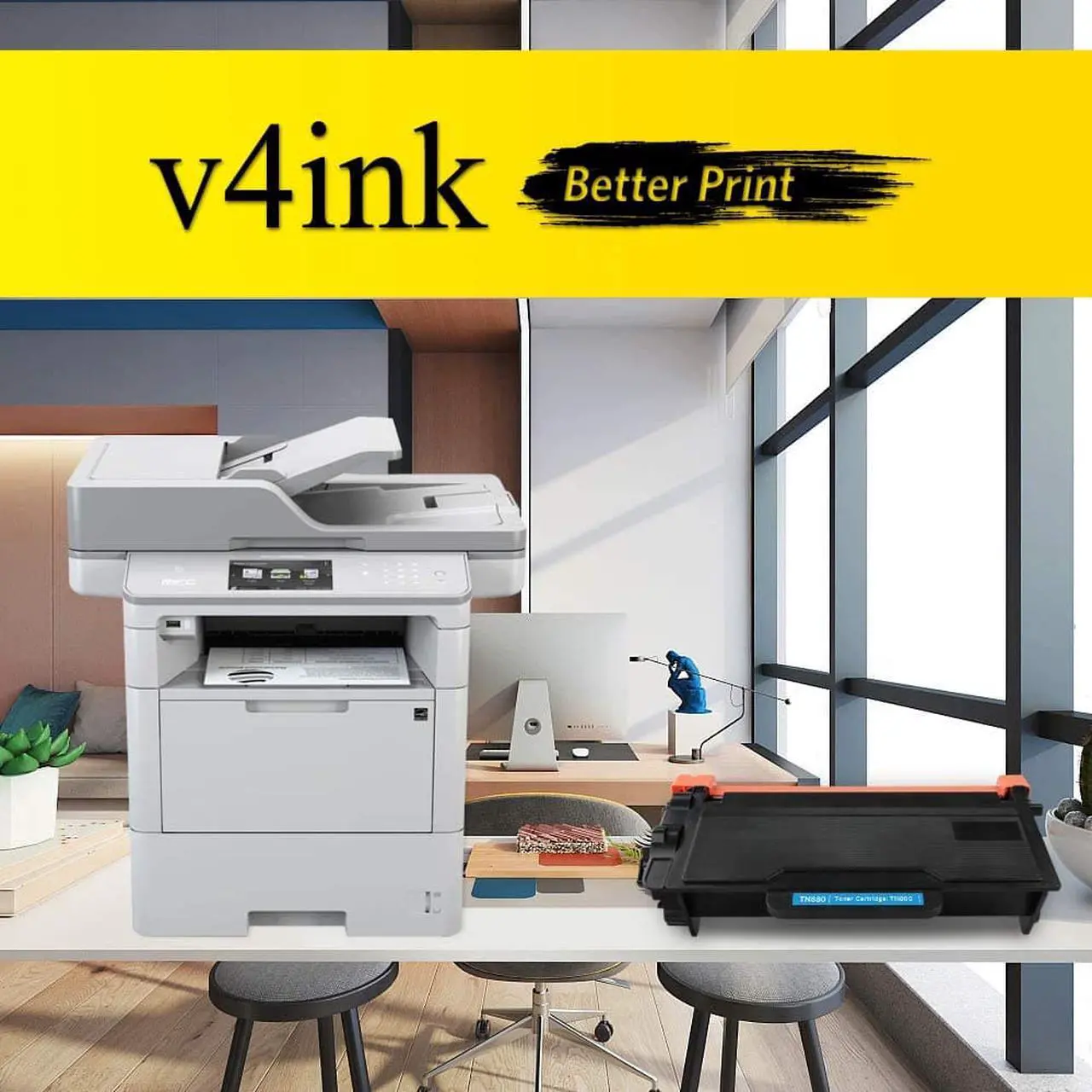 Alt view image 6 of 6 - v4ink 1-Pack Super High Yield Compatible Toner Cartridge Replacement for Brother TN880 TN-880 to use with HLL6200DW HLL6200DWT MFCL6700DW HLL6250DW HLL6300DW HLL6400DW MFCL6750DW L6800DW L6900DW