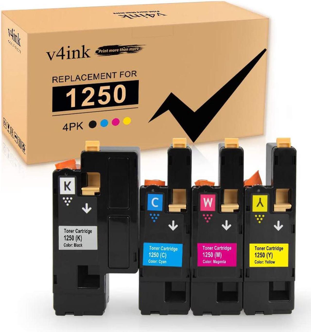 Main image of V4INK Compatible Toner Cartridge Replacement for Dell 1250 (KCMY, 4-Pack), for use in Dell 1250c Dell 1350cnw Dell 1355cn 1355cnw c1760nw c1765nf c1765nfw Printer
