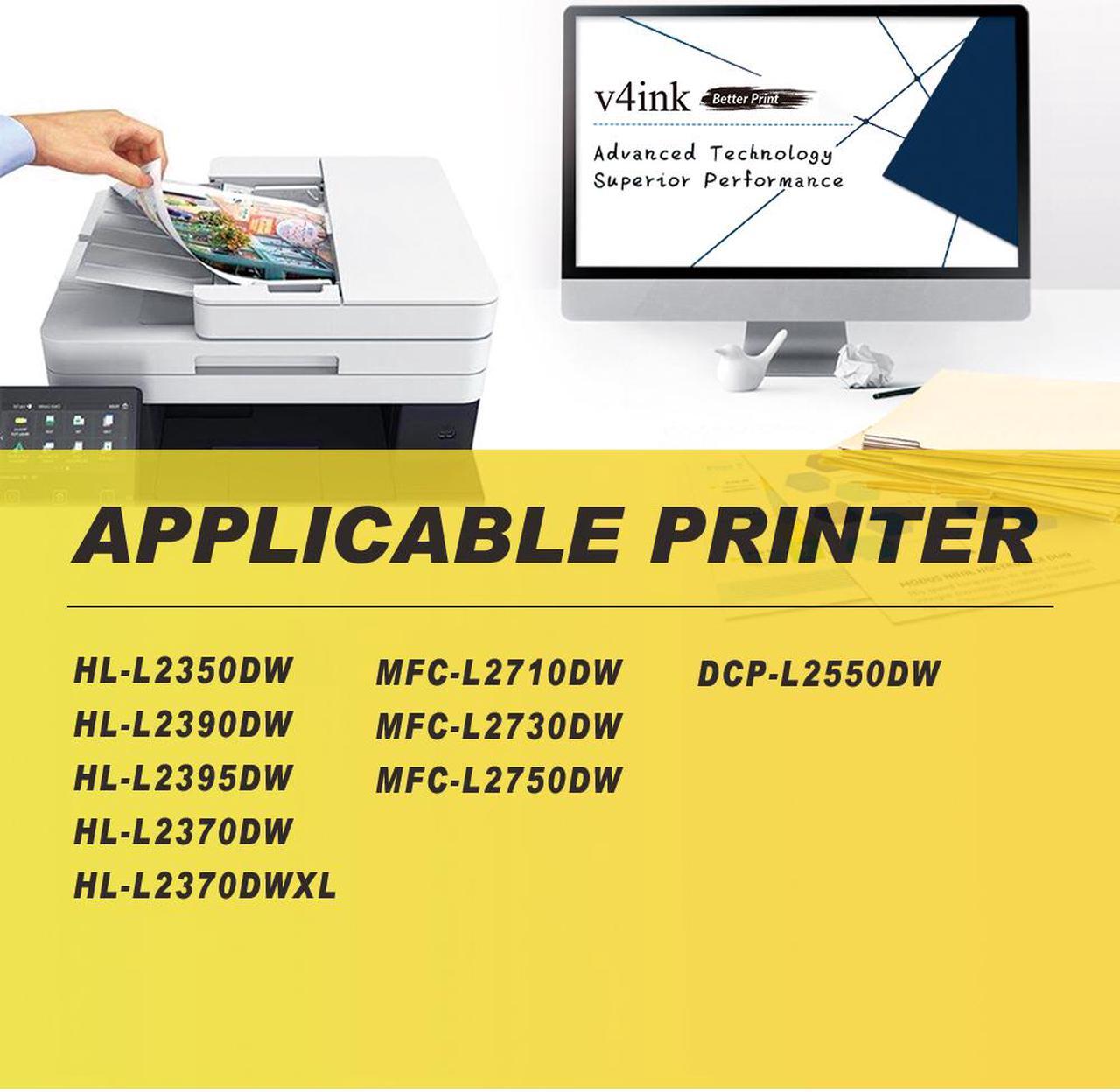 Alt view image 3 of 7 - v4ink 1-Pack High Yield Compatible Toner Cartridge for Brother TN760 TN730 TN 760 730 Toner Ink for Brother HL-L2350DW HL-L2390DW HL-L2395DW HL-L2370DW DCP-L2550DW MFC L2710DW L2730DW L2750DW Printer
