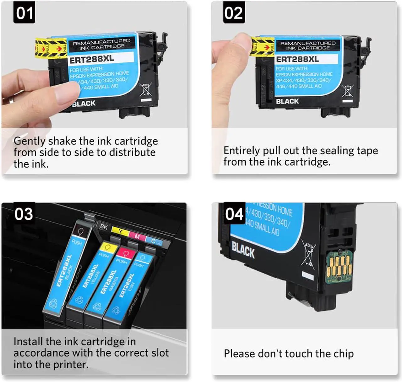 Alt view image 6 of 7 - v4ink Ink Cartridges Replacement for Epson 288XL T288XL 288 T288 Ink for Expression XP-330 XP-340 XP-430 XP-434 XP-440 XP-446, 5PK 2K/C/M/Y