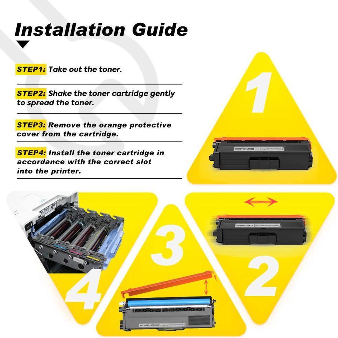 Alt view image 4 of 7 - 4PK TN315BK TN315C TN315Y TN315M Black Cyan Yellow Magenta(K/C/M/Y) Toner Cartridge for Brother HL-4150CDN HL-4140CN HL-4570CDW HL-4570CDWT MFC-9460 MFC-9465 MFC-9560 MFC-9970 DCP-9055CDN DCP-9270CDN