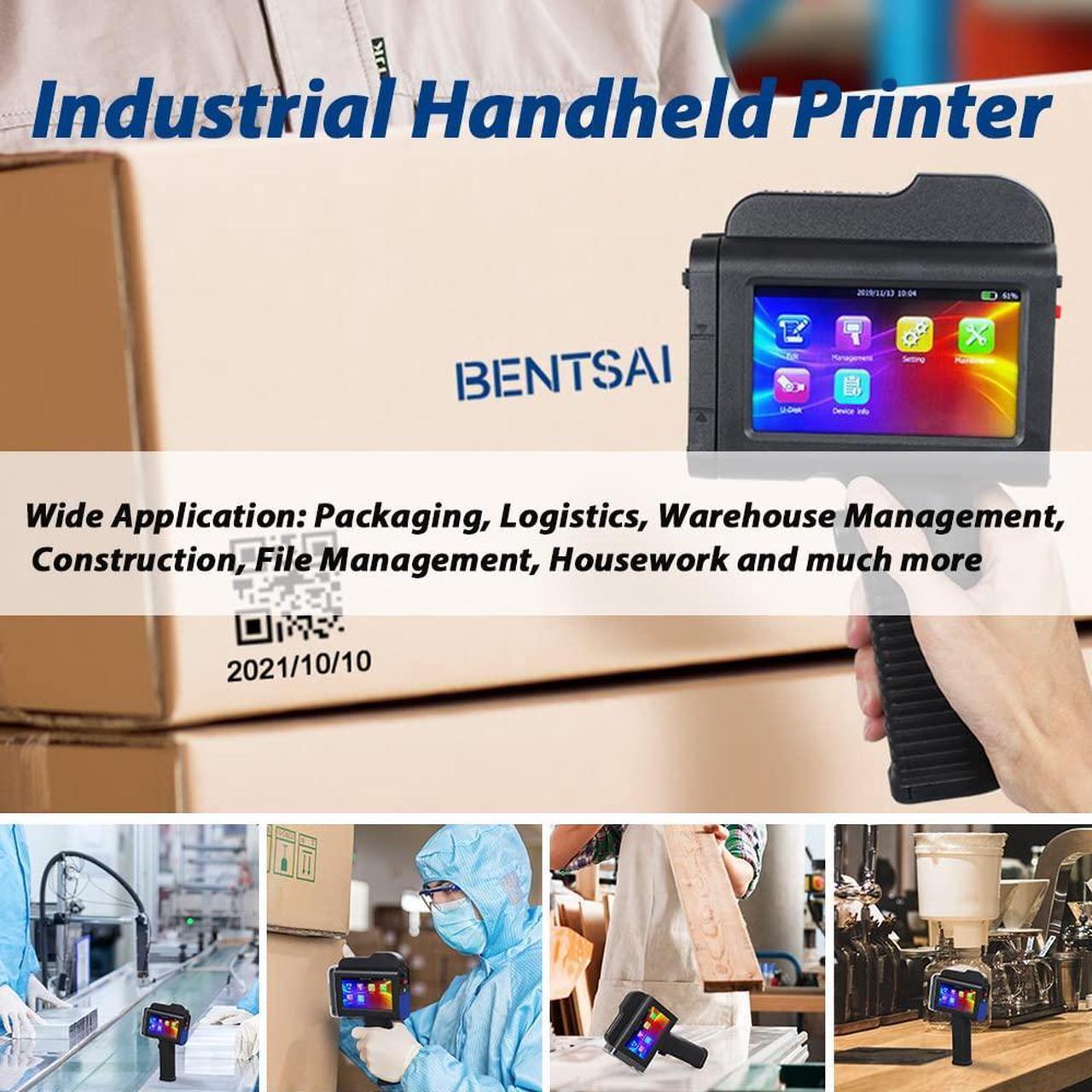 Alt view image 6 of 7 - BENTSAI B35 One inch Handheld Inkjet Printer, Large Character Inkjet Printer, Up to 1 inch 25mm Print Height, Use for Both Water-Absorbing and Almost Any Porous Surfaces with Solvent Quick Dry Ink