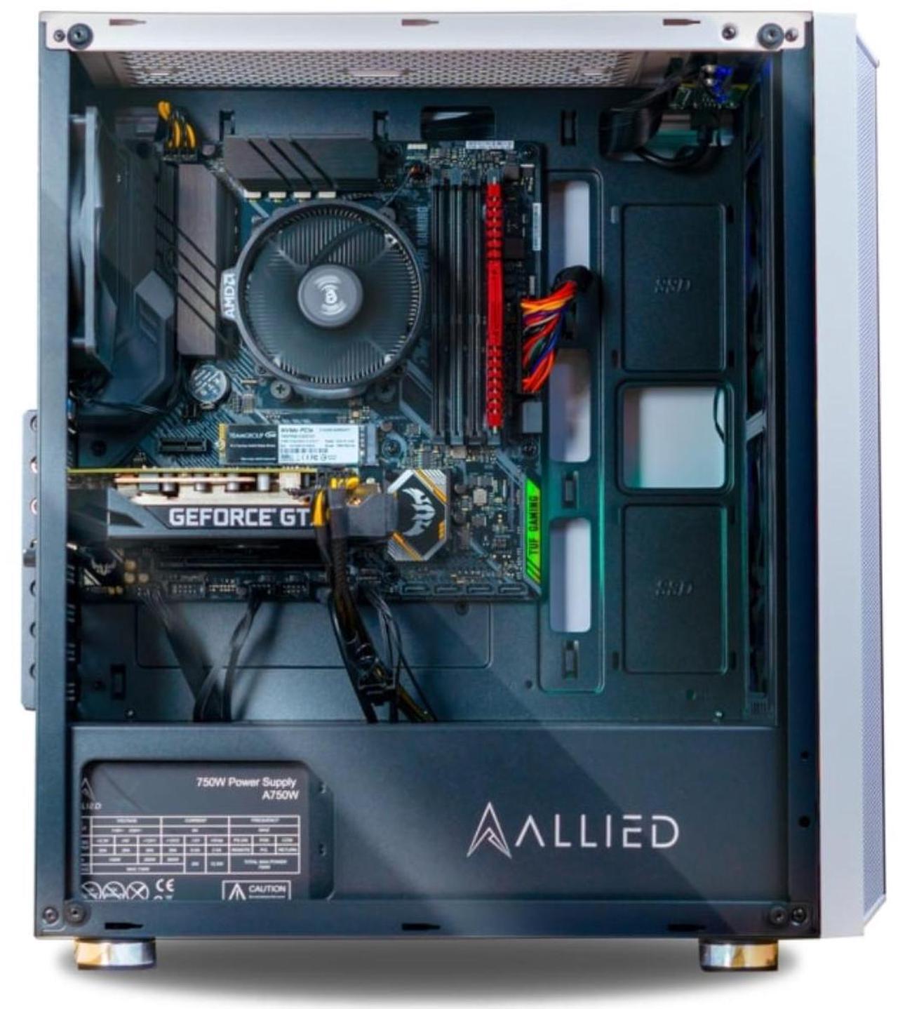 Alt view image 2 of 6 - Allied Gaming Patriot Desktop PC: AMD Ryzen 5 4500, Nvidia GeForce GTX 1050 Ti, 16GB DDR4 3200MHz, 1TB PCIe NVMe SSD, B450M Motherboard, 750 Watt Power Supply, ARGB Fans, WiFi Ready - Windows 11 Pro