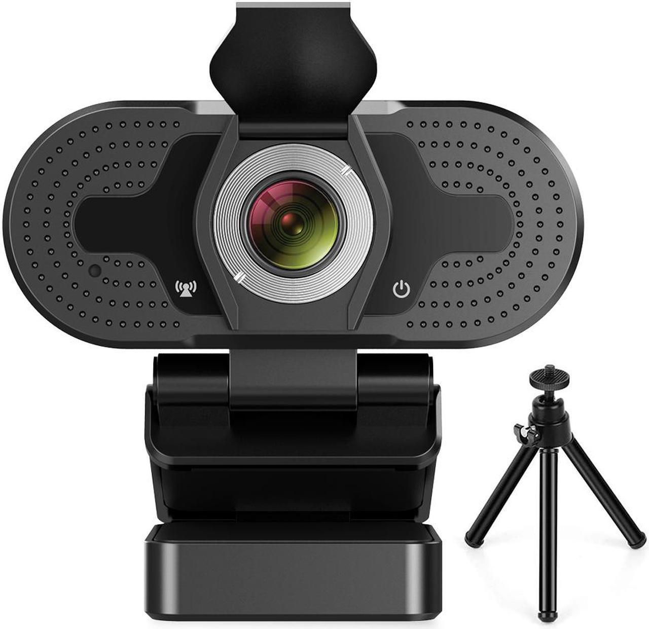 TROPRO 1080P webcam for PC, full HD computer camera with cover, USB web cam with microphone, cover, expandable tripod, streaming camera for Skype, Streaming, teleconference etc.