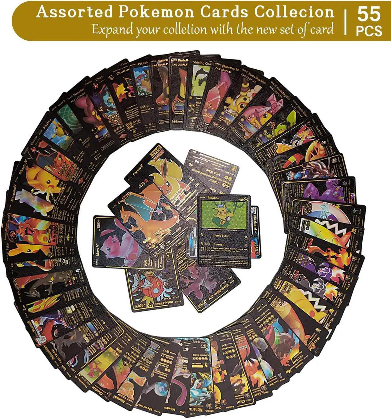 Alt view image 2 of 7 - 55PCS Assorted Cards Vmax DX GX Ultra Rare Cards Metal Gold Plated Card Gold Foil Card - The Best Gift for Collectors No Repeats