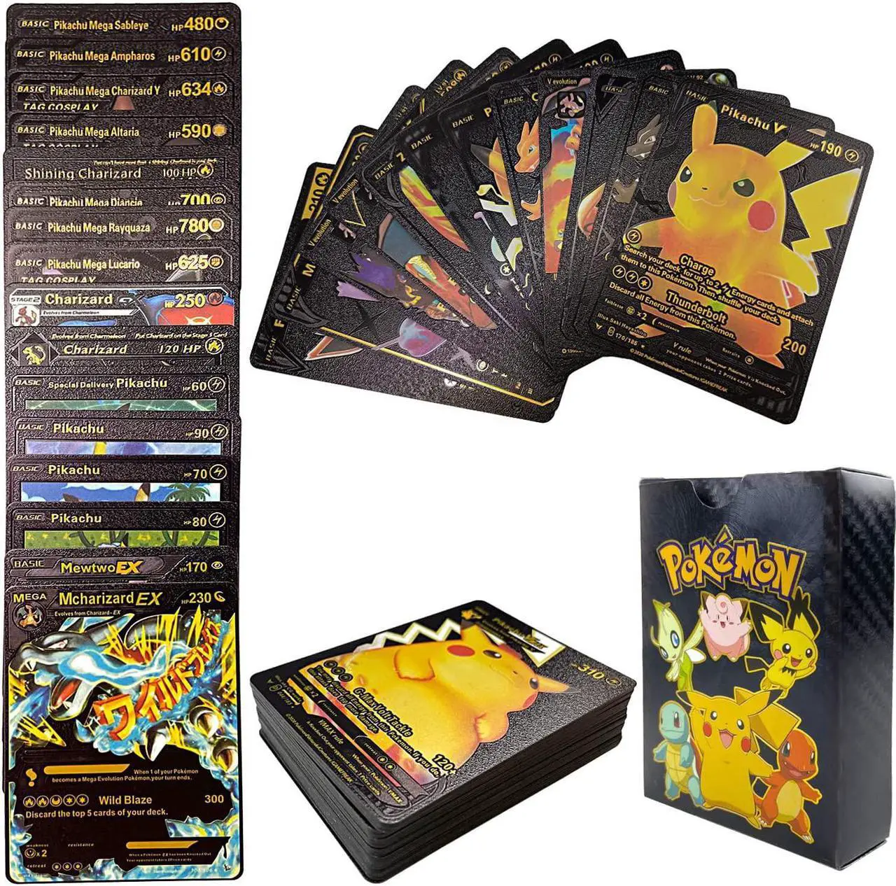 Main image of 55PCS Assorted Cards Vmax DX GX Ultra Rare Cards Metal Gold Plated Card Gold Foil Card - The Best Gift for Collectors No Repeats