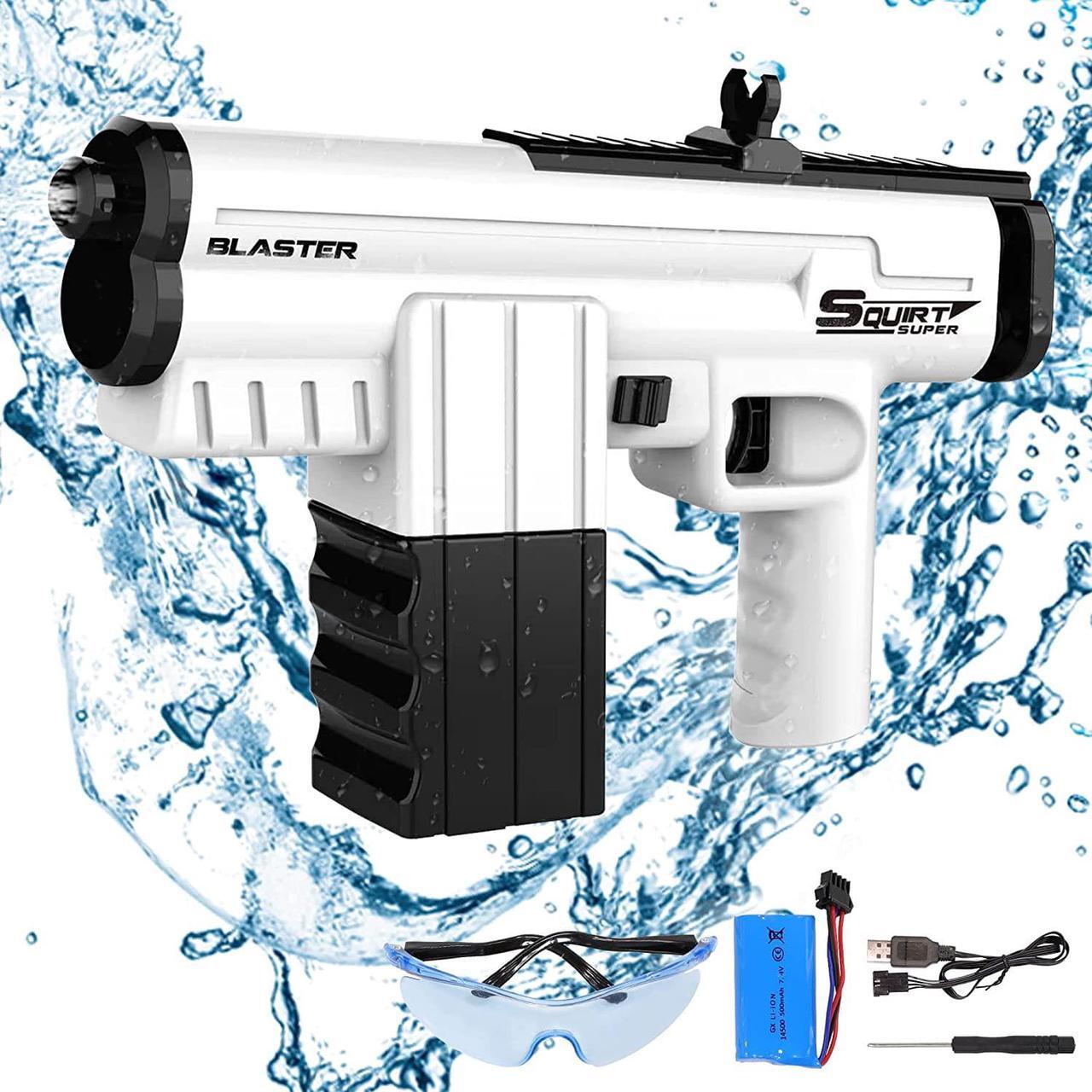 Main image of Electric Water Pistol - Automatic Water Pistols with Goggles - Long Range, Powerful Super Watergun with Batteries - for Kids Adults Summer Outdoor Pool Garden (white)