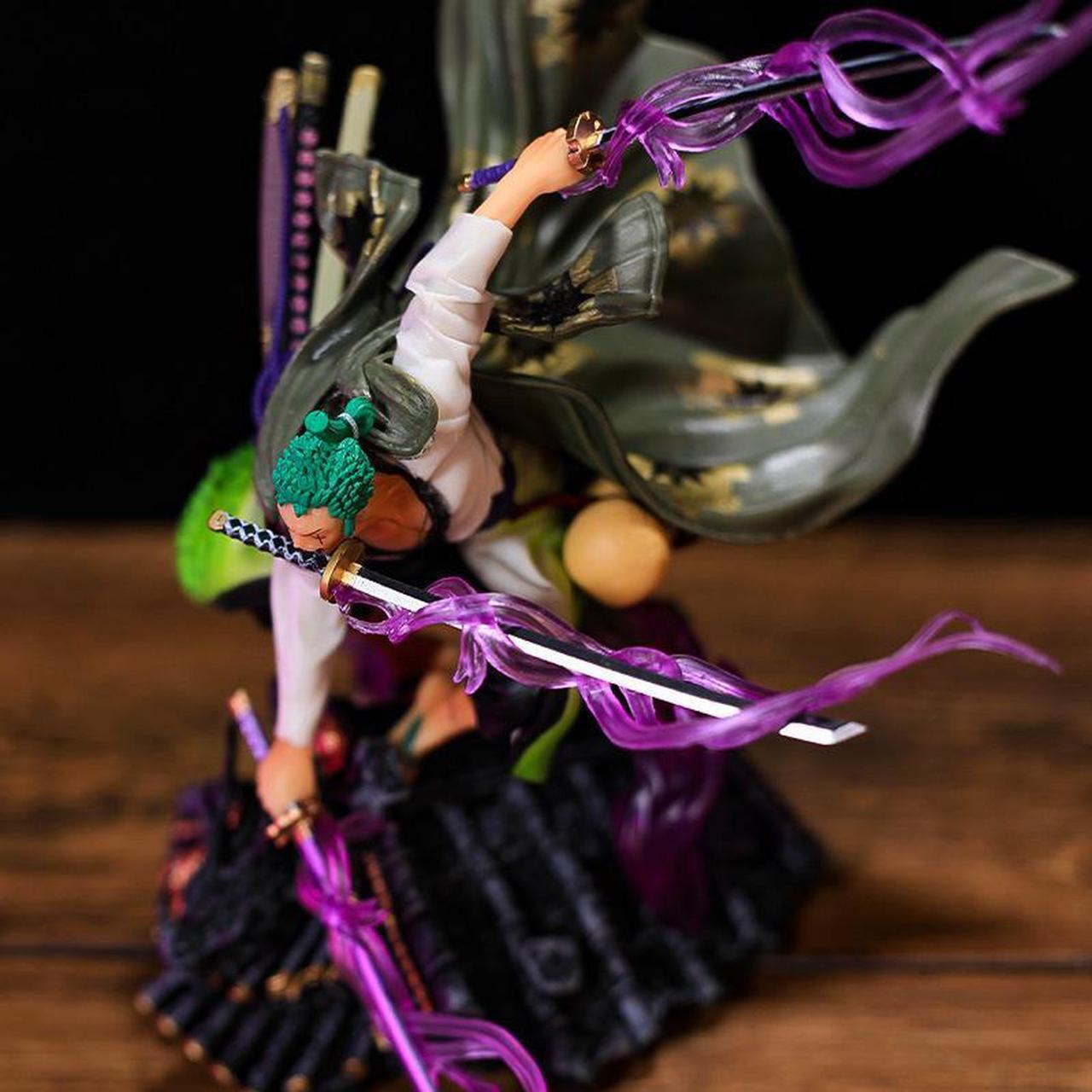 Alt view image 6 of 7 - One Piece Roronoa Zoro Anime Action Figure Statue Character PVC Model Toys Collection with Calendar (7.87 inch)