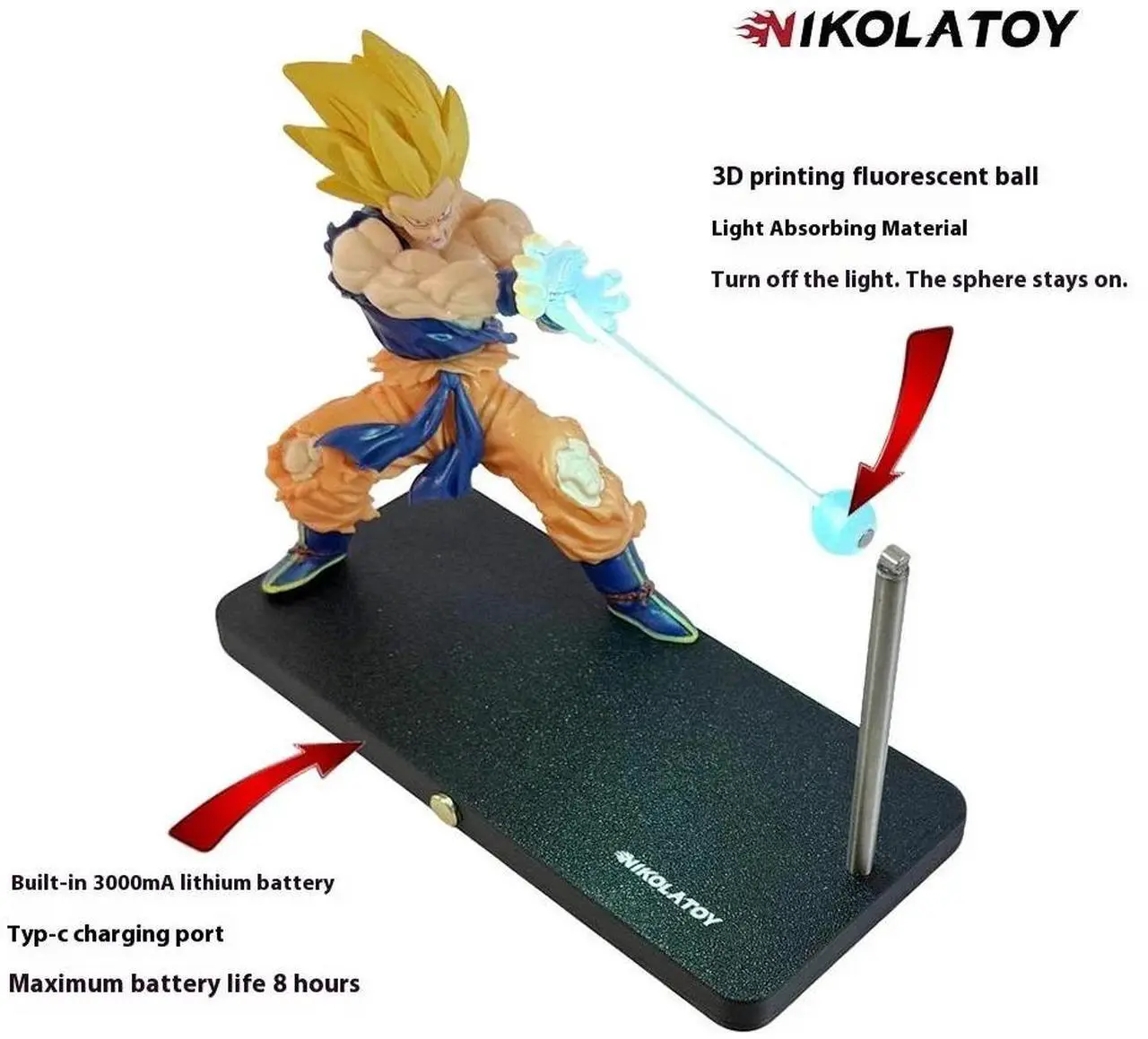 Alt view image 3 of 7 - Dragon Ball Kakarotto Son Goku Kamehameha Wave Magnetic Light Lamp Model Ornament Anime Peripheral Toys Gifts